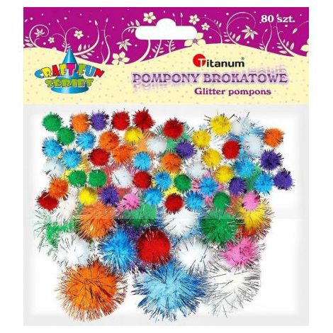 Pompony brokatowe Titanum Mix, 80szt